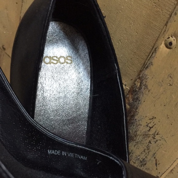 👡 ASOS BLACK VEG LEATH PEEP TOE HIGH HEELS 9 M - Picture 8 of 11